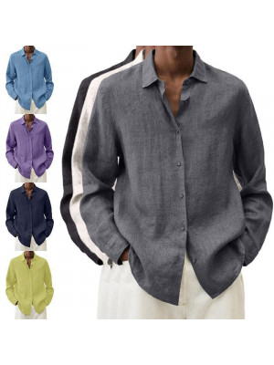 Men's Casual V-Neck T Shirt Tee Shirts Long Sleeve Tops Formal Button Blouse