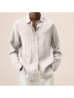 Men's Casual V-Neck T Shirt Tee Shirts Long Sleeve Tops Formal Button Blouse