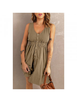 Womens Boho Summer Beach Midi Dress Ladies Holiday Strappy Button Cami Sundress