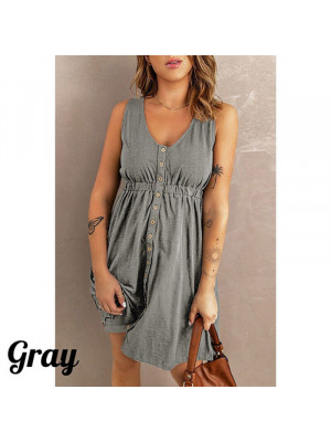 Womens Boho Summer Beach Midi Dress Ladies Holiday Strappy Button Cami Sundress