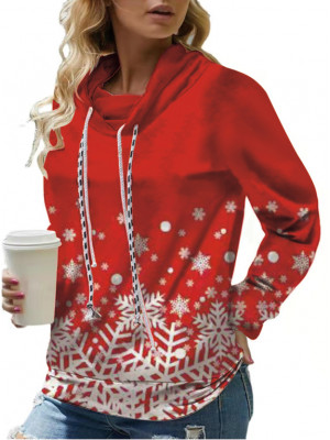 Womens Snowman Hoodies Xmas Ladies Hooded Christmas Pockets Casual Blouse Tops