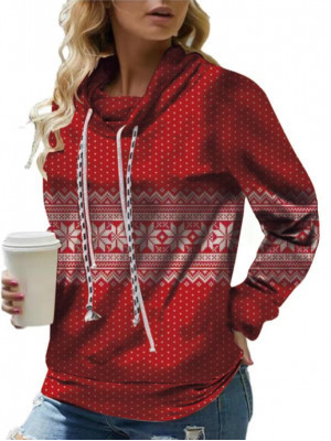 Womens Snowman Hoodies Xmas Ladies Hooded Christmas Pockets Casual Blouse Tops