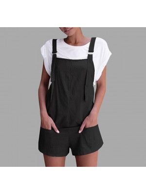 Womens Romper Ladies Overalls Hot Pants Casual Dungarees Tops Pure Jumpsuit UK