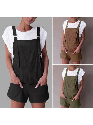 Womens Romper Ladies Overalls Hot Pants Casual Dungarees Tops Pure Jumpsuit UK