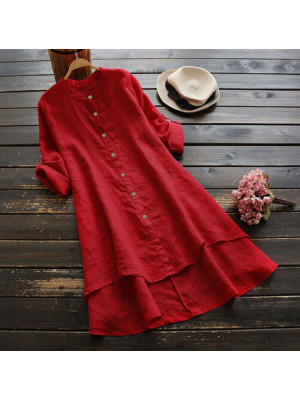 Womens Long Sleeve Shirt Dress Blouse Ladies Oversized Casual Loose Tunic Tops