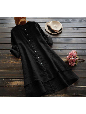 Womens Long Sleeve Shirt Dress Blouse Ladies Oversized Casual Loose Tunic Tops