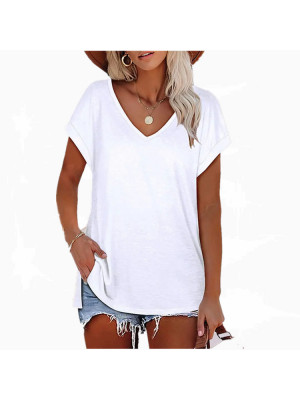 Womens Causal Plain Basic Top Ladies Summer Cool Short Sleeve T Shirt Blouse Tee