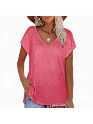 Womens Causal Plain Basic Top Ladies Summer Cool Short Sleeve T Shirt Blouse Tee