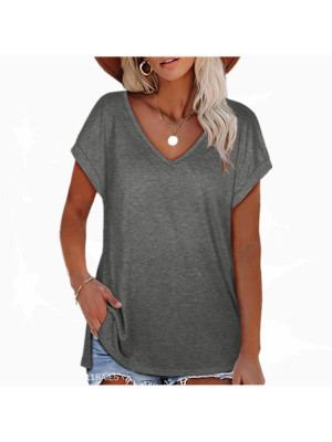 Womens Causal Plain Basic Top Ladies Summer Cool Short Sleeve T Shirt Blouse Tee