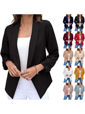 Womens Longline Blazer Suit Slim Ladies Summer Causal Double Coat Fitted Jacket