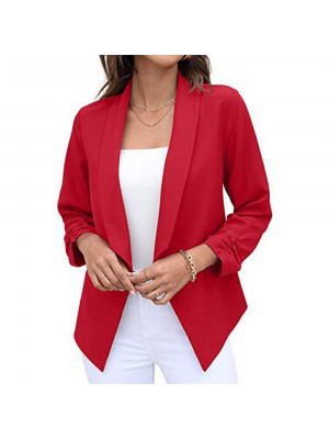 Womens Longline Blazer Suit Slim Ladies Summer Causal Double Coat Fitted Jacket