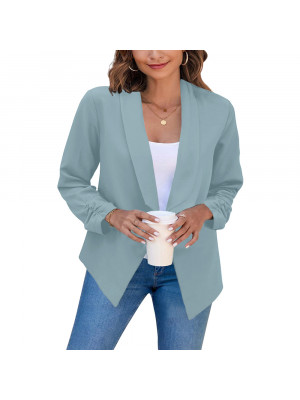 Womens Longline Blazer Suit Slim Ladies Summer Causal Double Coat Fitted Jacket