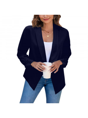 Womens Longline Blazer Suit Slim Ladies Summer Causal Double Coat Fitted Jacket