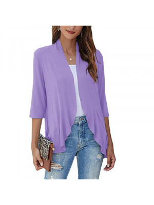 Ladies Summer Causal Plain Shirts Tops Womens Long Sleeve Open Cardigan Blouse