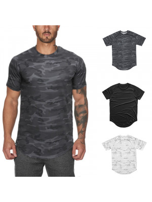 Mens Slim Fit Muscle T Shirt Gym Running Plain Short Sleeve Casual Basic Tee Top