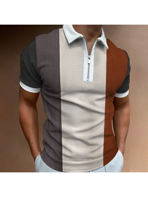 Men Zipper Polo Shirt Business Formal Work Slim Fit Tops T Shirt Muscle Tee Golf