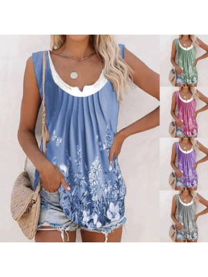 Womens Sleeveless Floral Vest Tank Tops Ladies Casual Summer T-shirt Size 8-22