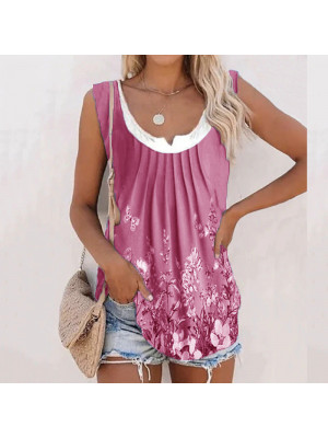 Womens Sleeveless Floral Vest Tank Tops Ladies Casual Summer T-shirt Size 8-22