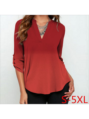 Womens Autumn Long Sleeve Tops Ladies Plain Basic Tee Gradient T-shirt Blouse