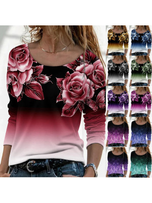 Womens Ladies Long Sleeve Tops Tee Casual Loose Boho T-Shirts Blouse Plus Size