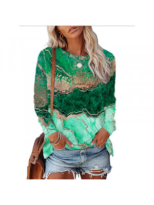 Womens Print Pullover Long Sleeve Loose T-Shirt Ladies Tee Casual Blouse Tops 