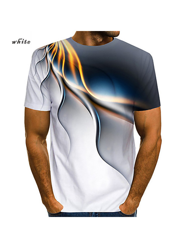 New Mens Short Sleeve 3D Printed Tops Casual Baggy Crew Neck Loose T Shirt Tee