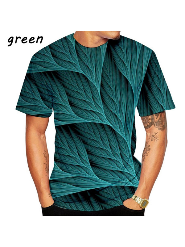 New Mens Short Sleeve 3D Printed Tops Casual Baggy Crew Neck Loose T Shirt Tee