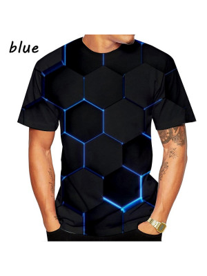 New Mens Short Sleeve 3D Printed Tops Casual Baggy Crew Neck Loose T Shirt Tee