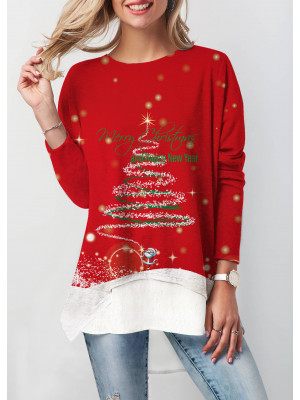 Womens Christmas Snowman Long Sleeve Pullover Round Neck Xmas Casual T-Shirt Top