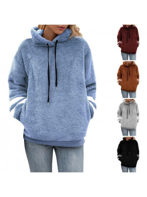 Womens Fleece Ladies Hoodies Coat Warm Fluffy Hooded Sweatshirt Jacket Jumper 