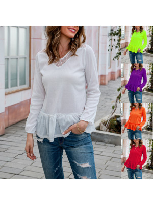 Plus Size Women V Neck Long Sleeve Blouse T-Shirt Ladies Casual Loose Tunic Tops