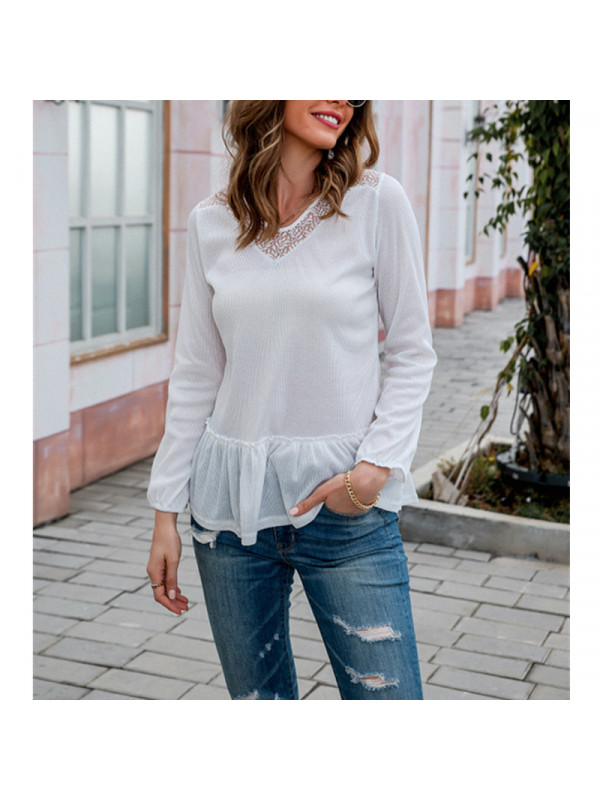 Plus Size Women V Neck Long Sleeve Blouse T-Shirt Ladies Casual Loose Tunic Tops