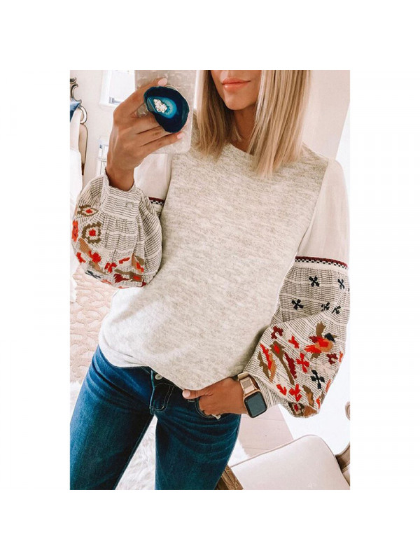 Womens Crew Neck Pullover Sweatshirt Ladies Long Sleeve Casual Print Tops Blouse