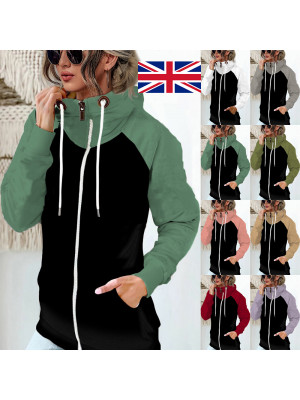 Ladies Pullover Plain Hoodies Hooded Fleece Top Sweatshirt Jumper Casual Sweater