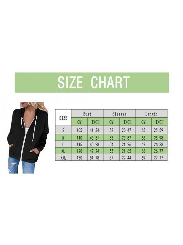 Ladies Plain Zip Up Hoodie Sweatshirt Womens Casual Loose Jacket Hooded Top UK