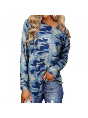 Womens Pullover Blouse Ladies Cold Shoulder Loose Long Sleeve Shirt Tee Tops