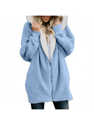 Womens Fleece Hooded Sweatshirt Jacket Baggy Zip Up Hoodie Hoody Coat Cardigan