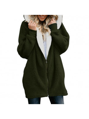 Womens Fleece Hooded Sweatshirt Jacket Baggy Zip Up Hoodie Hoody Coat Cardigan