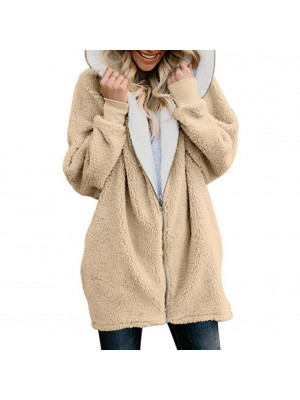 Womens Fleece Hooded Sweatshirt Jacket Baggy Zip Up Hoodie Hoody Coat Cardigan