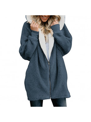 Womens Fleece Hooded Sweatshirt Jacket Baggy Zip Up Hoodie Hoody Coat Cardigan