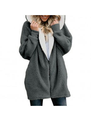 Womens Fleece Hooded Sweatshirt Jacket Baggy Zip Up Hoodie Hoody Coat Cardigan