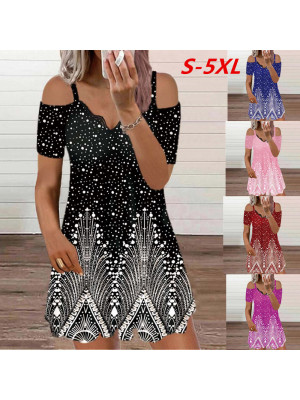 Womens Summer Beach Mini Dress Ladies Short V Neck Sleeveless Sundress Holiday DRESSES UK PLUS SIZE