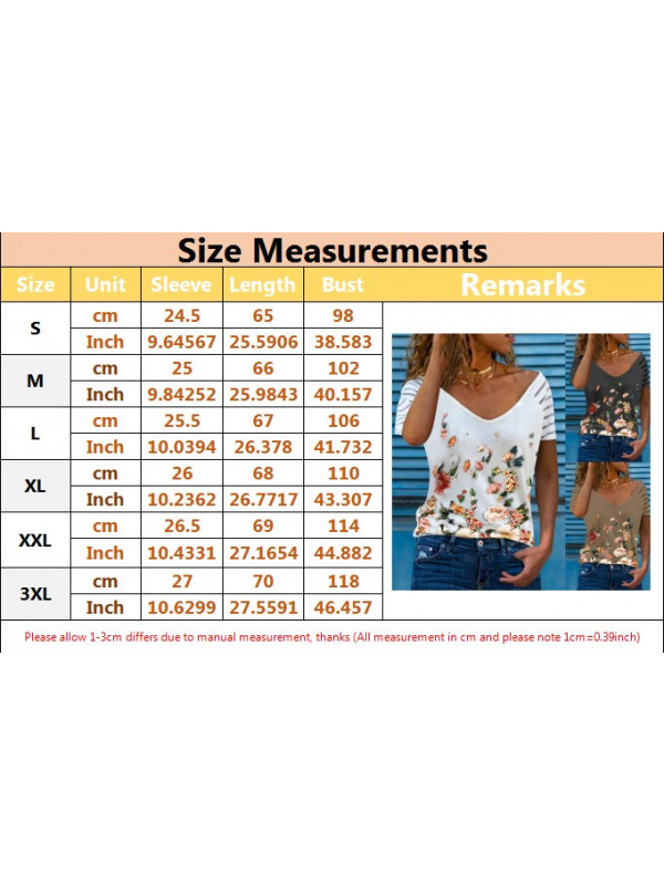 Womens Stripe Floral Pullover Loose Tops Short Sleeve Blouse Ladies T Shirt Tee Plus UK Size