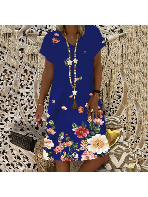 Womens Summer Beach Mini Dress Ladies Short V Neck Short Sleeve Sundress Holiday DRESSES PLUS UK