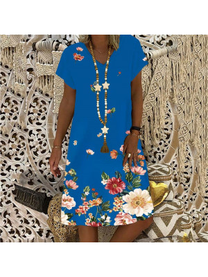 Womens Summer Beach Mini Dress Ladies Short V Neck Short Sleeve Sundress Holiday DRESSES PLUS UK