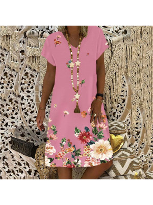 Womens Summer Beach Mini Dress Ladies Short V Neck Short Sleeve Sundress Holiday DRESSES PLUS UK