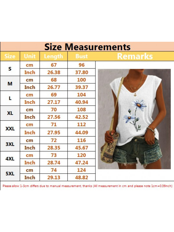 Womens Floral Vest Tops Sleeveless Blouse Ladies T Shirt Summer Pullover Tee Plus Size UK COMI