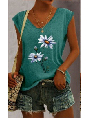 Womens Floral Vest Tops Sleeveless Blouse Ladies T Shirt Summer Pullover Tee Plus Size UK COMI