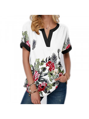 Womens Boho Short Sleeve Casual Ladies Tops Crew Neck Tees Baggy Blouse T Shirt