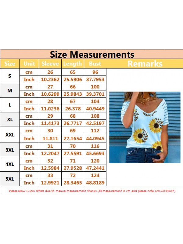 Womens Sunflower Slim Tops Short Sleeve Blouse Ladies T Shirt Summer Tee Plus